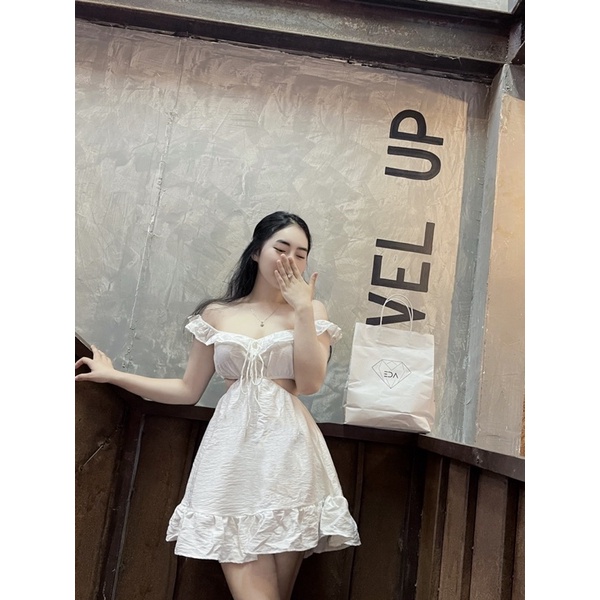 ( Ảnh + video thật) Đầm Nữ Cúp Ngực Kiểu Trễ Vai Châu Âu EDA - Váy Trễ Vai Sexy Dáng Xoè