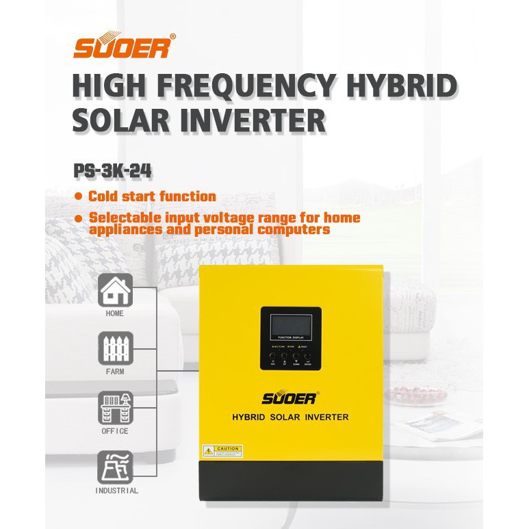 Bộ Inverter Off-grid 24V 220V 3KVA Sin Chuẩn có sạc ắc quy 30A và sạc PWM 50A -PS-3K-24