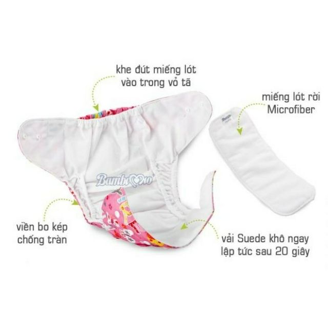 Sỉ 5 bỉm vải bambimio  size M (3-16kg)