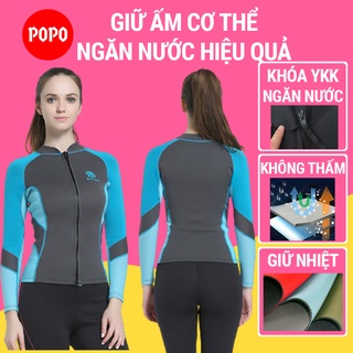 Áo lặn biển, đồ lặn biển cho NỮ dài tay dày 2mm POPO MY078, MY122 giữ ấm cơ thể SPORTY