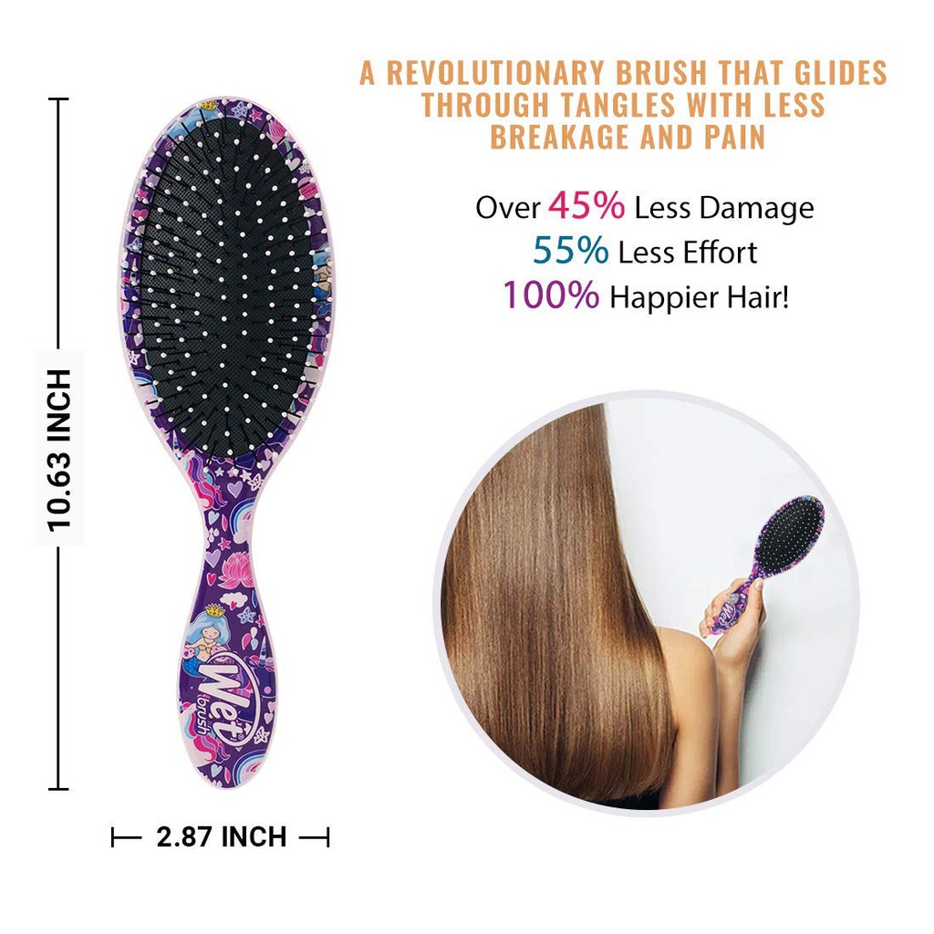 Lược gỡ rối Wet Brush Happy Hair Detangling Mermaids &amp; Unicorns (có hộp đi kèm)