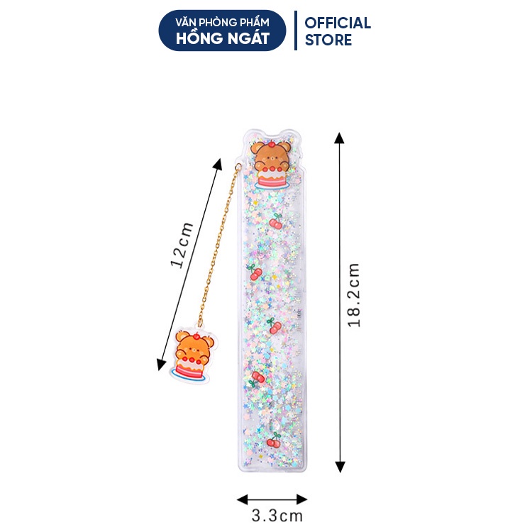 Thước kẻ cute kim tuyến, thước kẻ nhựa dẻo chiều dài 15cm cho học sinh đồ dùng học tập văn phòng phẩm TK02