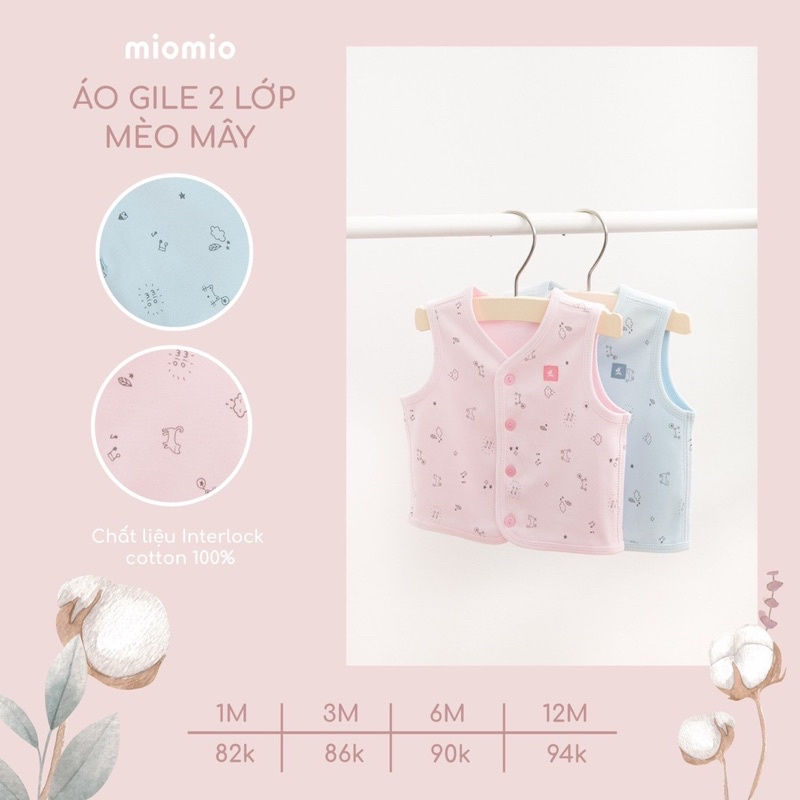 Áo gile cotton 2 lớp Mio mio dày dặn, mềm ấm cho bé