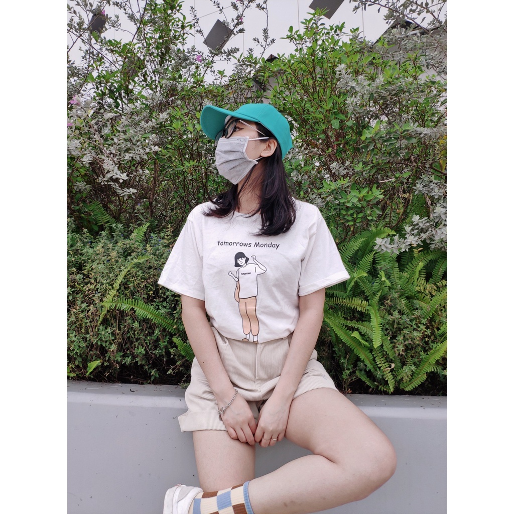 Áo phông 3158 tay lửng form rộng basic Tomorrows Monday vải cotton cao cấp co giãn thoáng mát thời trang