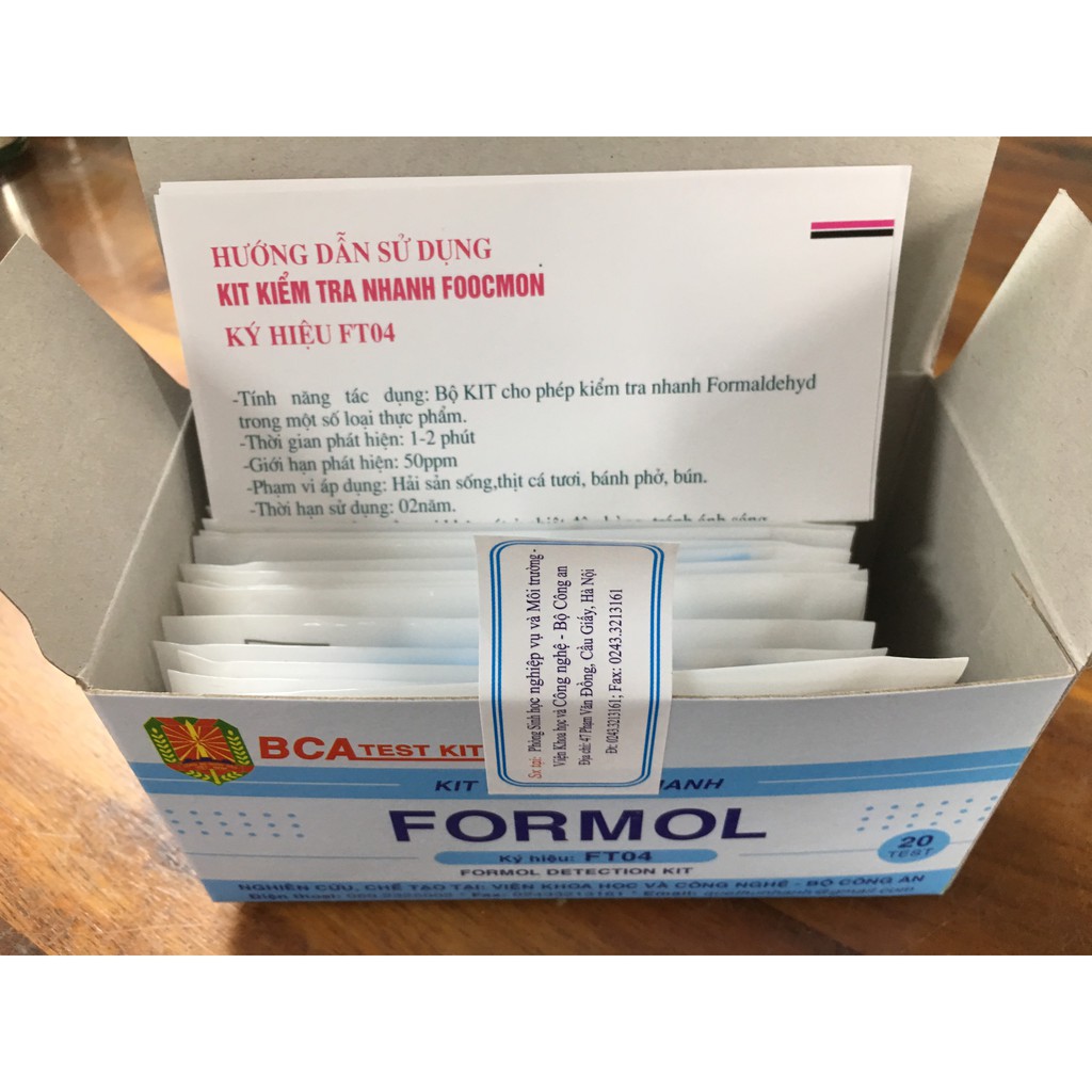 Kít kiểm tra nhanh Foocmon trong bánh phở, bún tươi, cá, hải sản