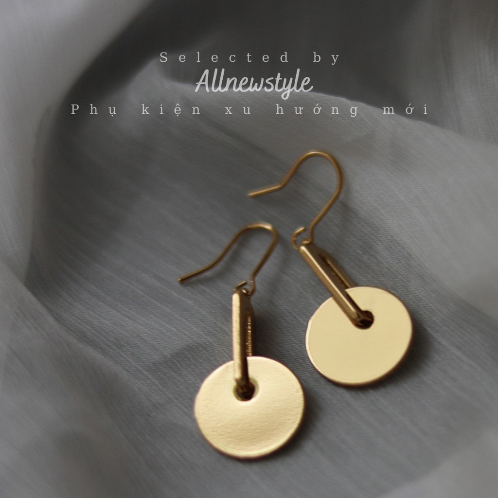 Bông tai phong cách tối giản Allnewstyle chất thép mạ vàng 18K