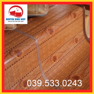Chiếu trúc tăm vân gỗ in hoa mát lạnh mùa hè màu gỗ - Họa Tiết Ngẫu Nhiên (m6x2m - m8x2m)