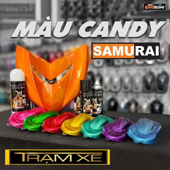 (Bảng Màu Candy) Sơn Xịt Samurai Màu Candy Đỏ Xanh Vàng Tím Y138 Y139 Y017 Y016