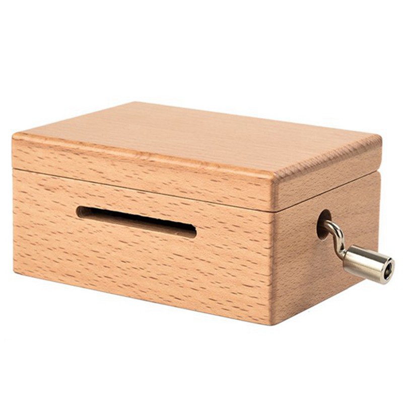 New Stock 15 Tone DIY Hand-Cranked Music Box Wooden Box with Hole Puncher