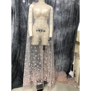 Ren may váy cưới, ren hồng pastel may áo dài Hàn Quốc RMM161202