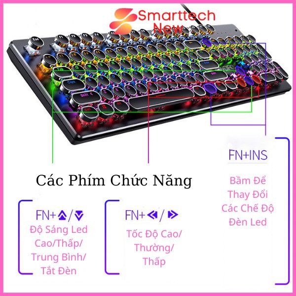 Bàn Phím Cơ Gaming Cho PC, Laptop Cao Cấp T907 Esports Pro 2021, Bàn Phím Máy Tính Nâng Cấp Có 20 Chế Độ LED RGB