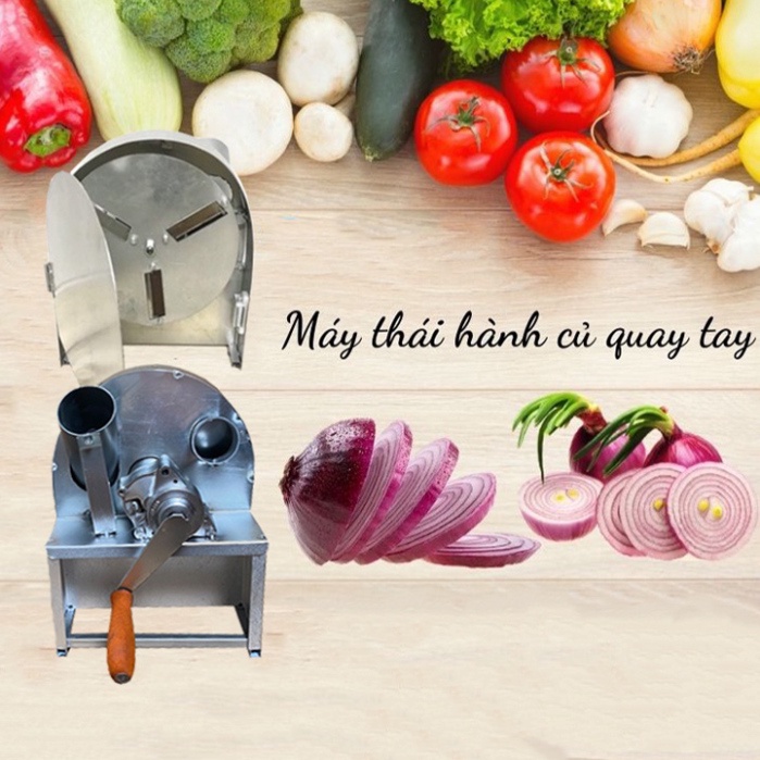Máy thái hành tỏi gừng xả  quay tay Loại 1 có nắp Tăng 3 dao phụ