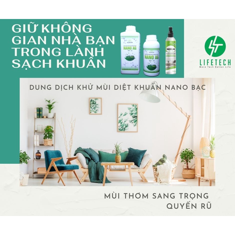 Dung Dịch khử mùi diệt khuẩn Nano Bạc, khử mùi nhà ở,ô tô tinh dầu khử khuẩn nano bạc - EcoAirVN - LifetechStore