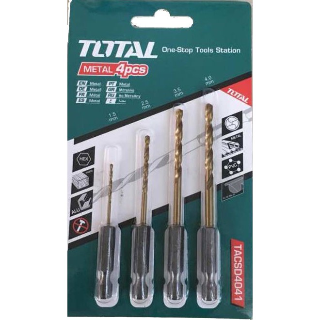 Bộ mũi khoan kim loại đuôi lục giác 4 chi tiết Total TACSD4041