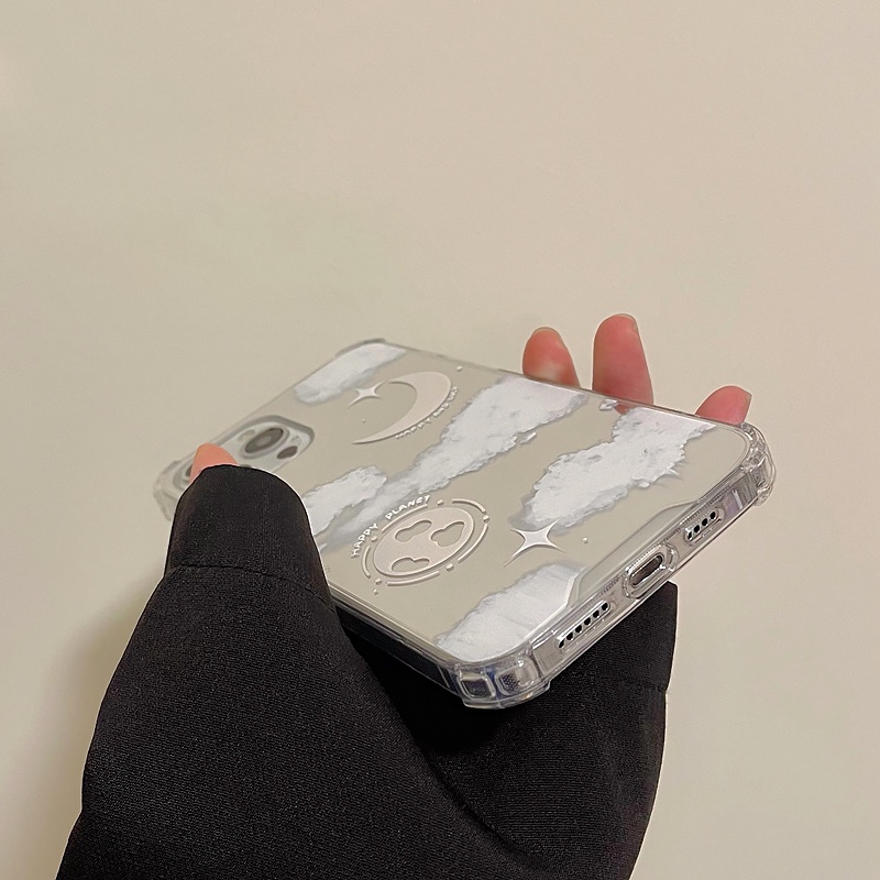 Ốp Lưng TPU TráNg Gương HìNh ĐáM Mây Cho iPhone 14 13 12 11 Pro Max Xs XR X Xs Max 8 7 Plus