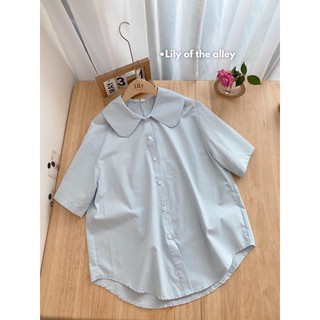 Sơ mi trơn cộc tay cổ sen