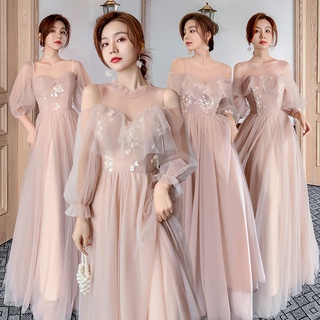 Đầm phù dâu màu hồng mỏng xinh xắn thời trang mùa hè