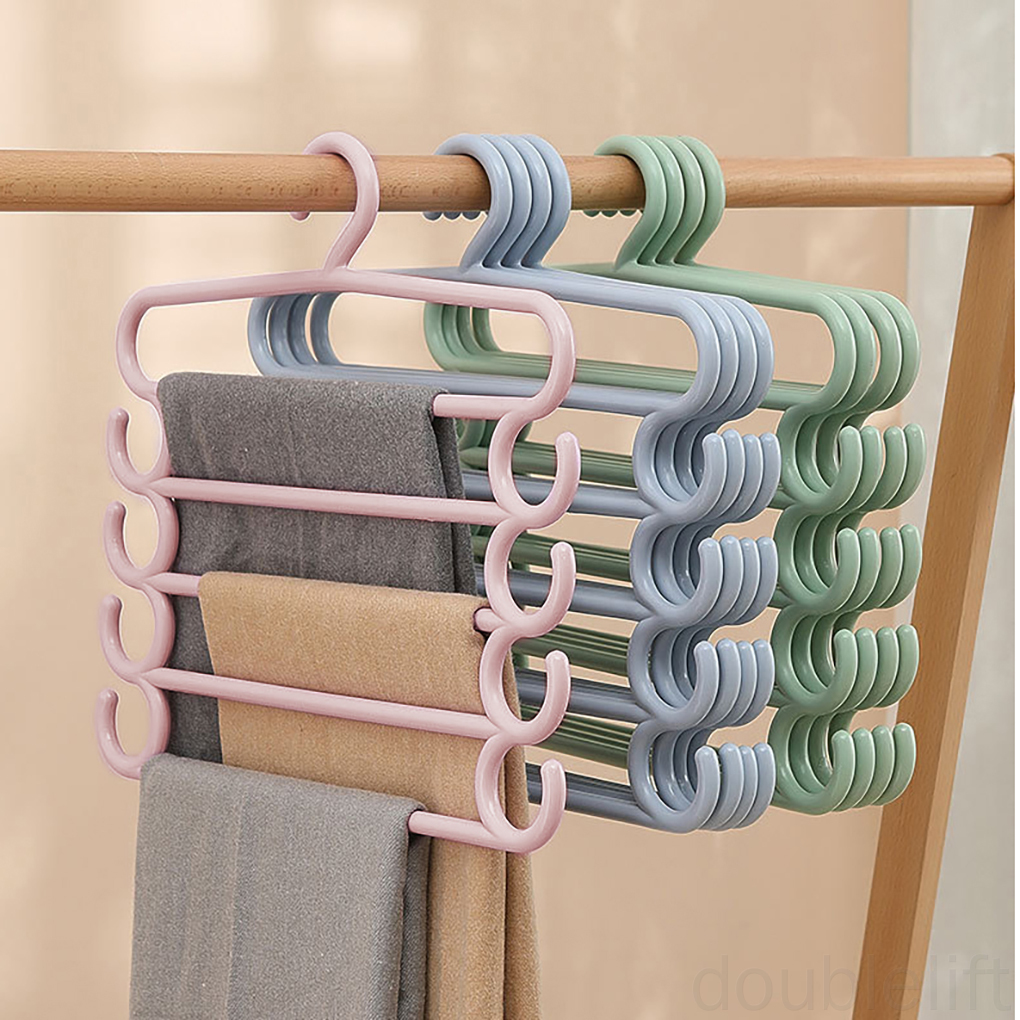 2Pcs Pants Hangers Multi-layer S-Type Jeans Trousers Hanging Rack Plastic Closet Organizer doublelift store