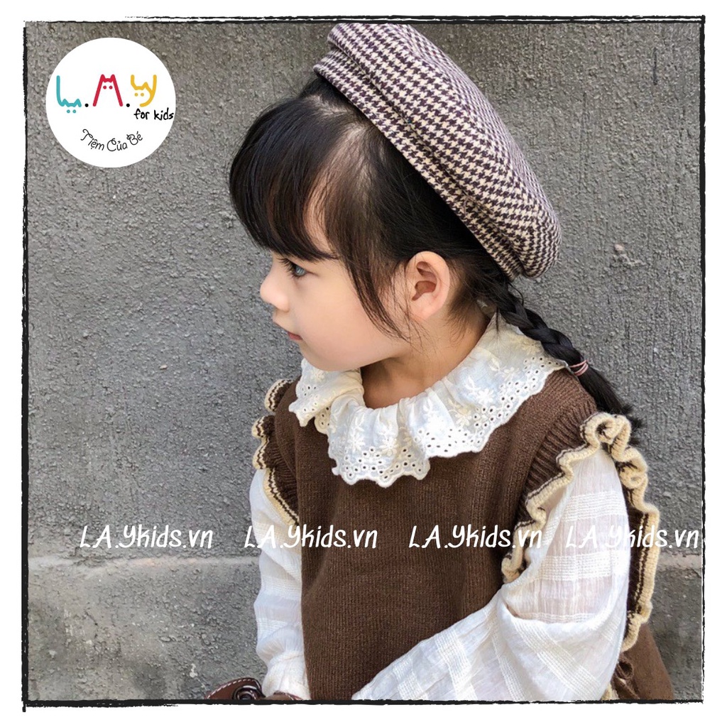 Gile Len Viền Bèo Thắt Nơ Eo 2 Màu Nâu Kem Cho Bé Mix Đồ Ngày Thu Đông L.A.Y kids