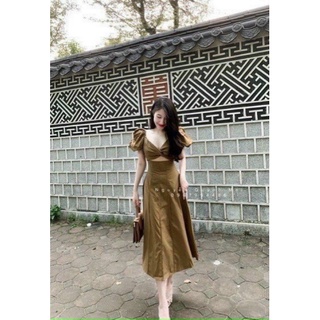 (SHOP TÁO ĐỎ Bigsize 50kg ĐẾN 90kg) đầm tay phồng xoắn ngực