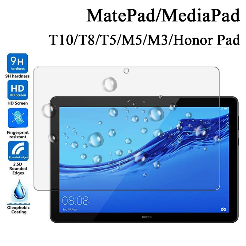 Kính Cường Lực Cho Huawei MediaPad T1 T3 7.0 8.0 9.6 T5 10.1 T8 T10 M2 M3 8.0 8.4 10.1 M5 Lite 10.1 10.8 M6 MatePad Pro 5G 10.4 10.8 Honor Pad 6 X6 Pad 5