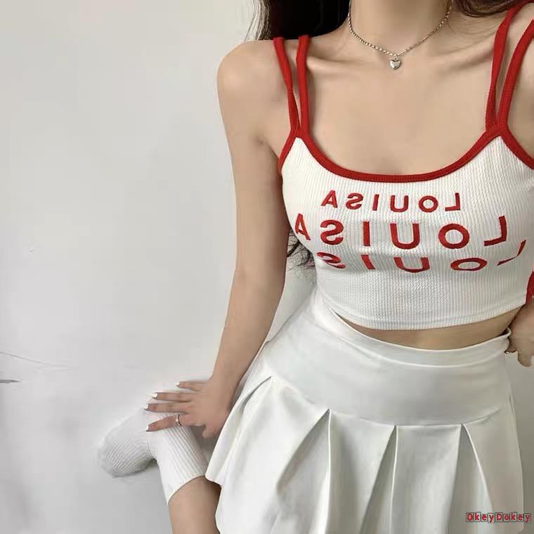 Áo Croptop Không Tay Thêu Chữ Thời Trang Dành Cho Nữ