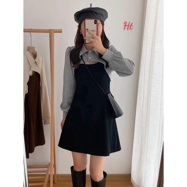Sét váy đen xám hai món HSU1