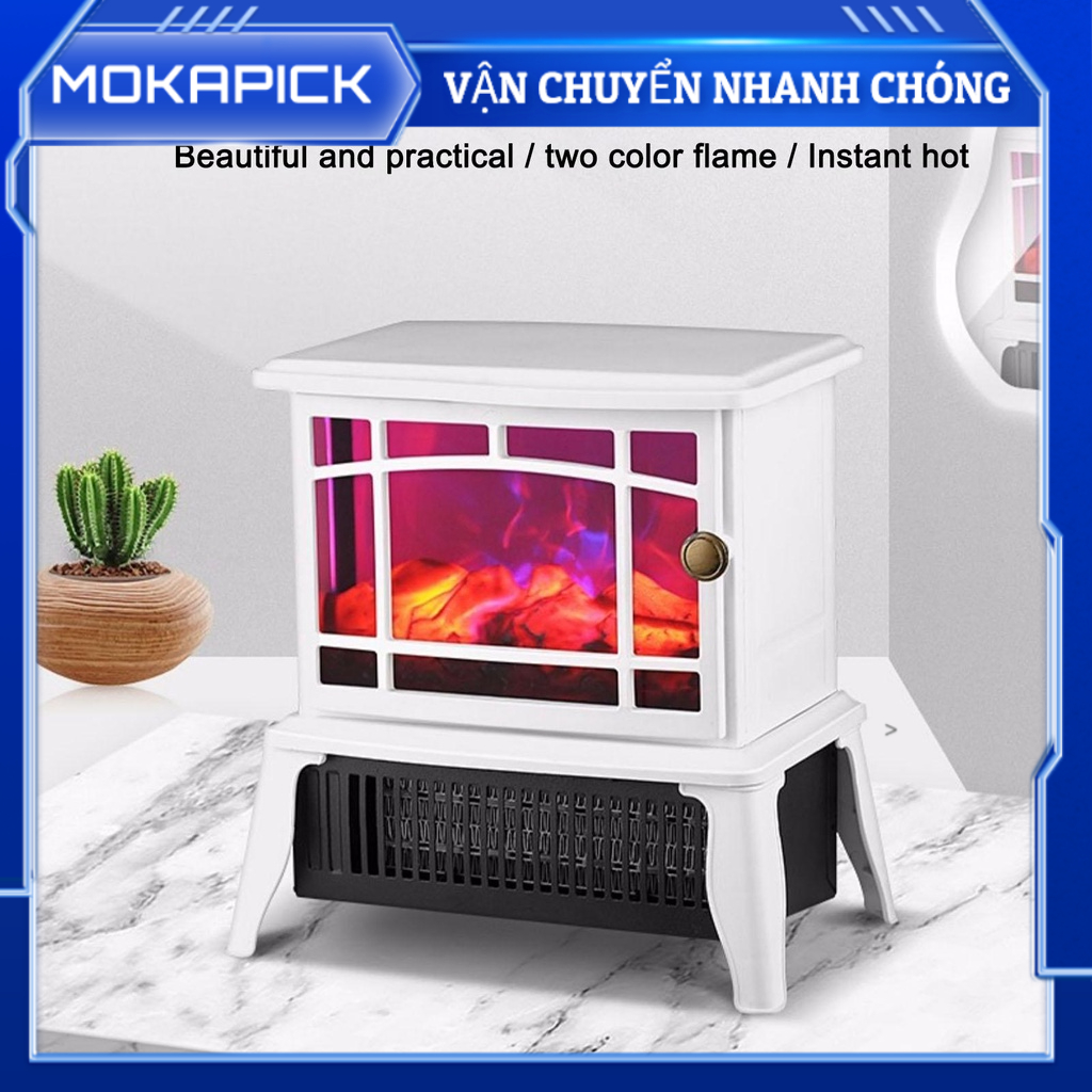 Mokapick Máy sưởi điện có ngọn lửa mô phỏng 3d Bảo vệ quá nhiệt Thiết bị làm ấm lò cho gia đình EU 220‑240V
