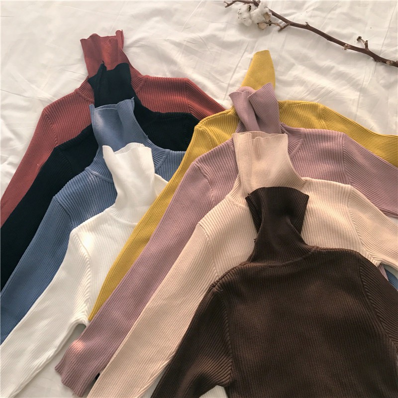 Áo len cổ lọ chất len gân tăm mềm mịn | BigBuy360 - bigbuy360.vn