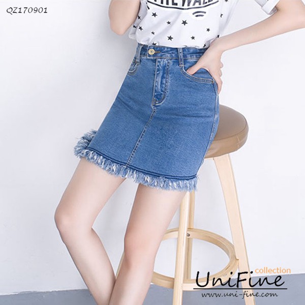 Chân váy jean nữ tua rua có big size cho người hơn 60kg - QZ170901 | BigBuy360 - bigbuy360.vn