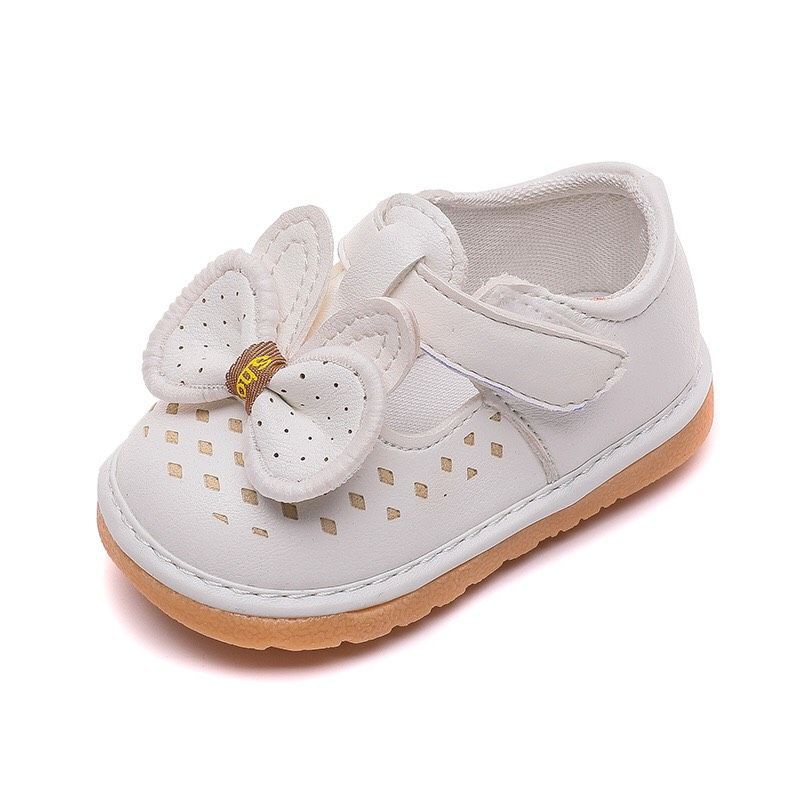 Giày tập đi cho bé gái đế mềm êm chân có kèn đính nơ dễ thương cho bé 0-2 tuổi