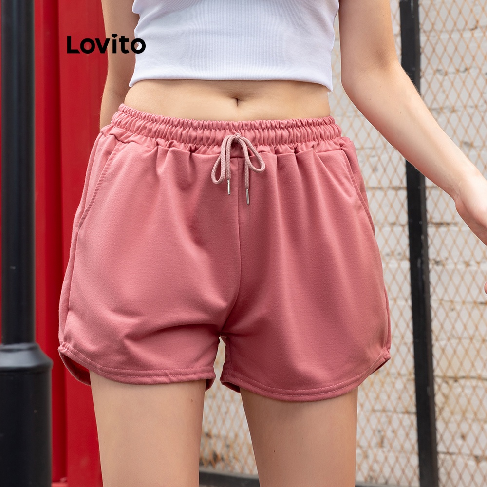 Quần short nữ Lovito L00242 lưng thun thiết kế rút dây thời trang năng động cho nữ nhiều màu sắc tùy chọn | BigBuy360 - bigbuy360.vn