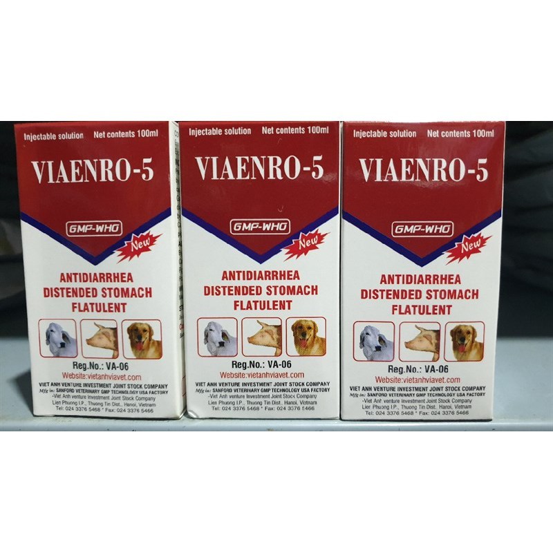 Viaenro-5 100ml chướng bụng, đầy hơi, tiêu chảy trên vật nuôi (100ml)