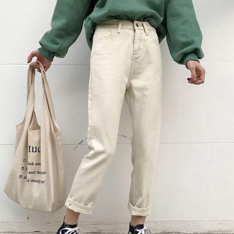 [Baywellfashion]Quần jean denim nữ lưng cao ống rộng | BigBuy360 - bigbuy360.vn