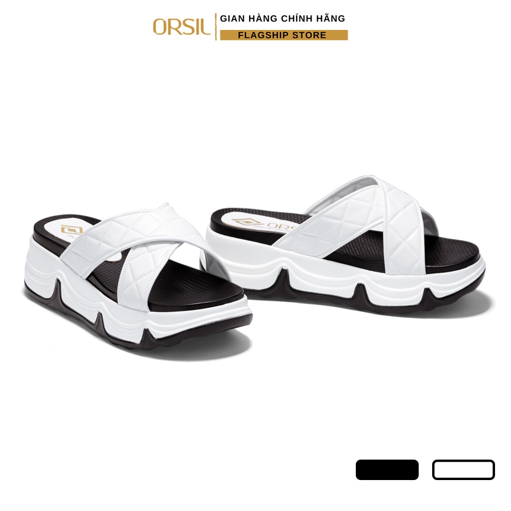 Dép sandal nữ đế cao ORSIL 5 phân 2 màu Đen - Trắng mã D-5P-QC