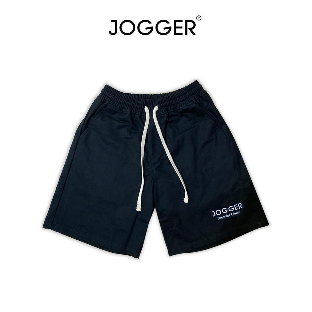 Quần Short Basic 097 Thêu JOGGER Kaki Unisex Nam Nữ