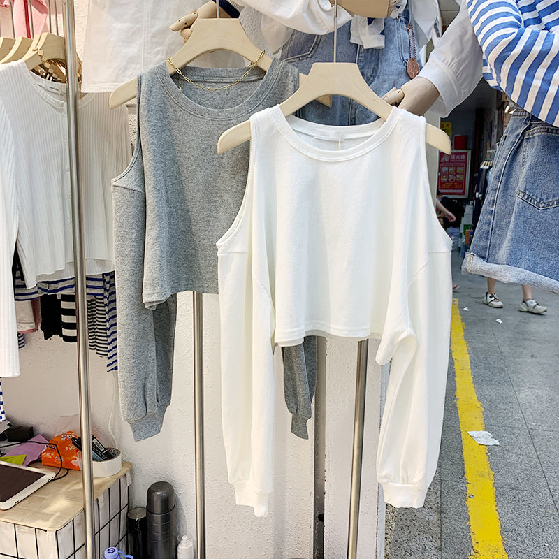 👍good💖- Women's Long Sleeve Crank Hollow Monochrome Autumn New Style Korean Fashion Top