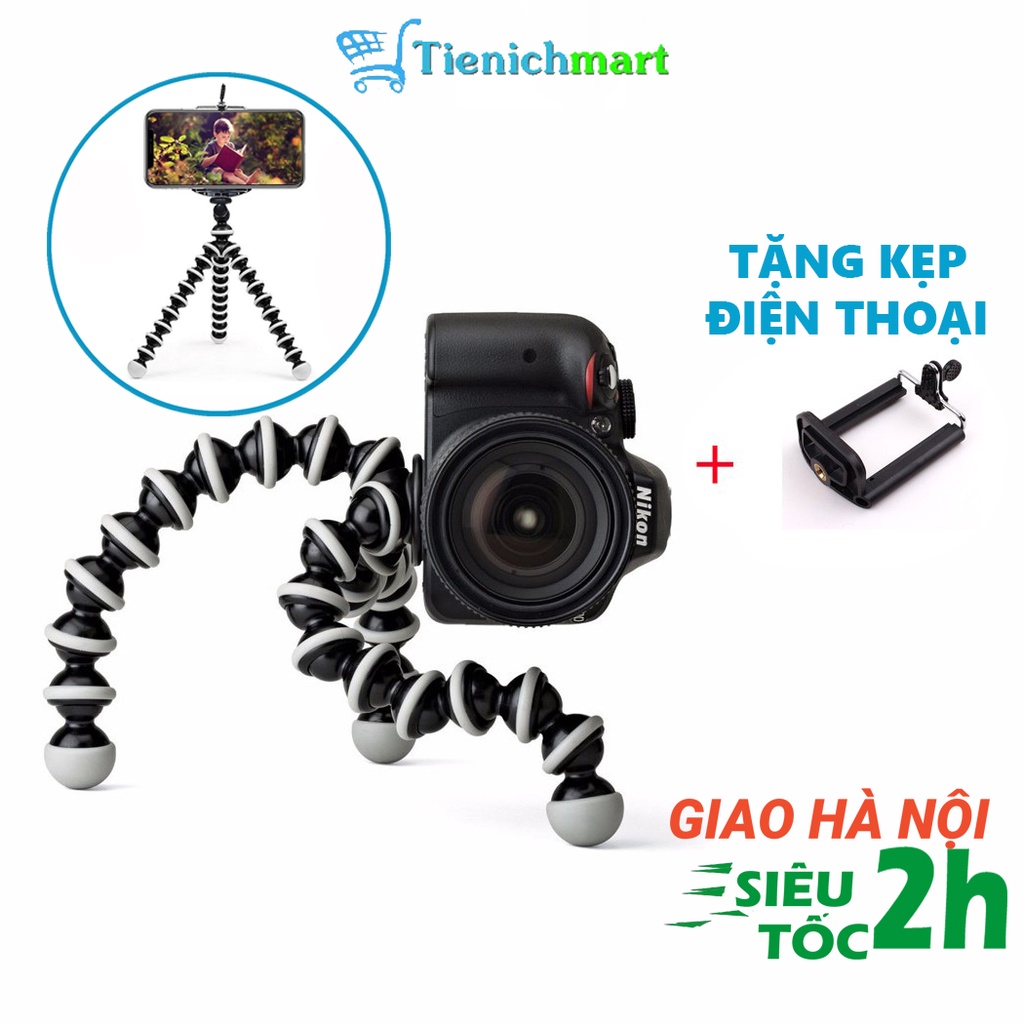 Tripod, giá đỡ 3 chân bạch tuộc cỡ trung và cỡ lớn cho điện thoại, máy ảnh. Tặng kèm kẹp điện thoại