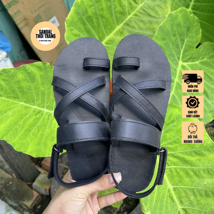 Dép quai hậu xỏ ngón nữ nam, Sandal nữ đi học sỏ ngón đồng nai 3 màu Trắng/Đen/Nâu full size 30-44 SANDALTHOITRANG