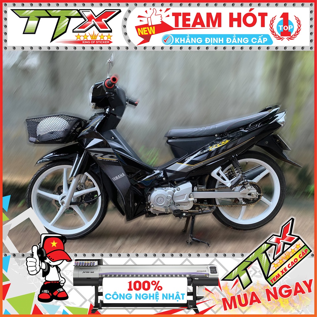 ▤♨∋Tem chế sirius rc 110 , Team rời dán xe màu đen xám bạc chỉ vàng siêu đẹp Shop TTX mã (S0015/00)