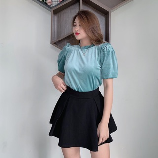 Áo nhung tay phồng