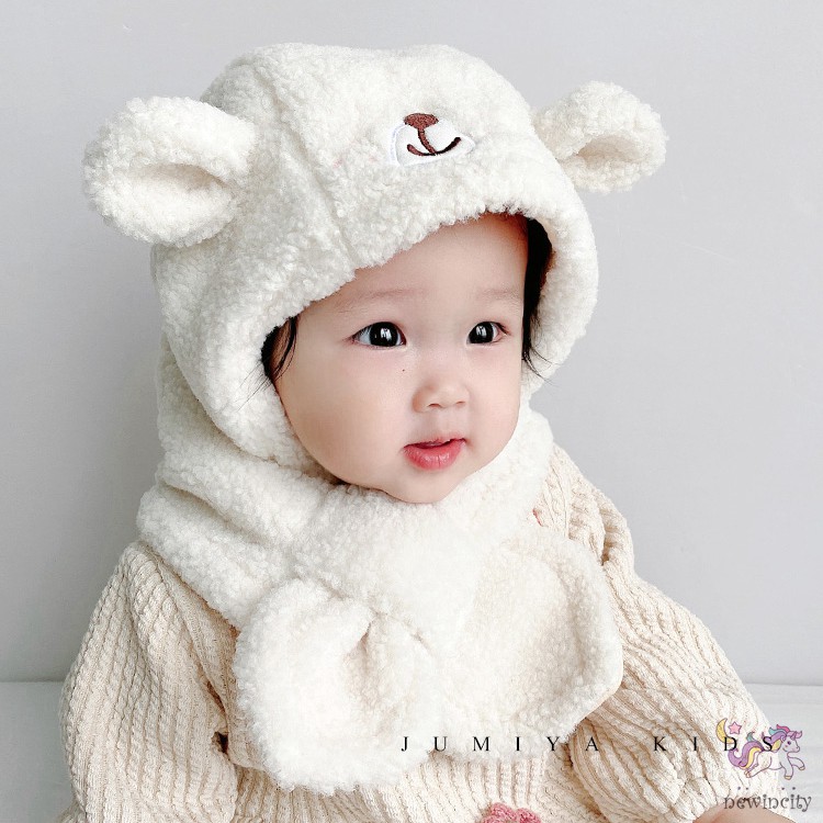 Mũ lông giữ ấm thiết kế tai gấu dễ thương xinh xắn cho bé gái