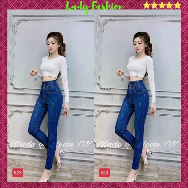 Quần Jean Nữ Lưng Cao 💖FREESHIP💖 Quần Bò Nữ Co Giãn mẫu mới thời trang Hàn Quốc Lady Fashion - QJNUM523