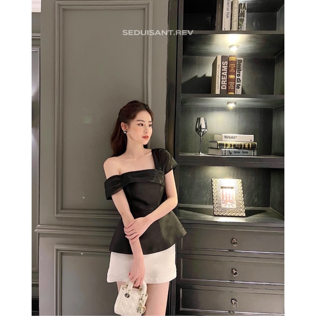 Dottie Top - Áo lệch vai taffeta phối tơ organza SEDUISANT