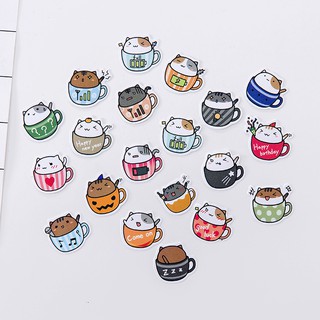 Set 20 chiếc sticker mèo tách trà dễ thương - Tanpopo Sticker
