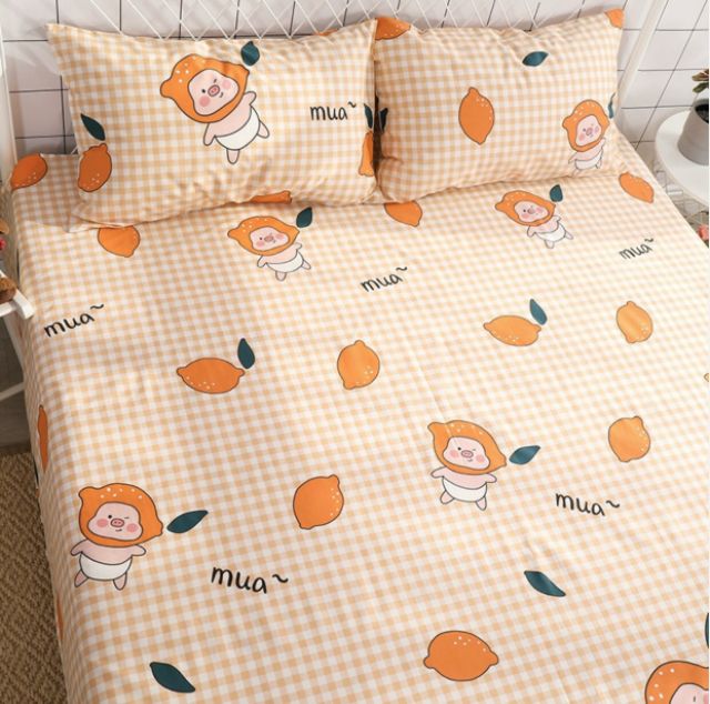 Bộ Chăn Ga Gối Siêu Nhân Heo Cotton Poly Bộ Chăn Ga Gối 5 Món, 4 Món