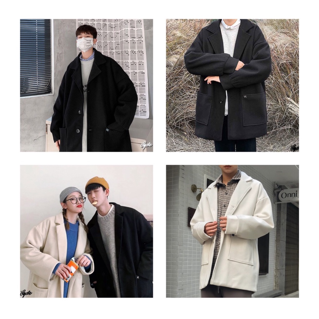 Áo Khoác dạ phong cách trẻ trung Jiang Store - áo vest dạ dáng dài form rộng unisex Hàn Quốc
