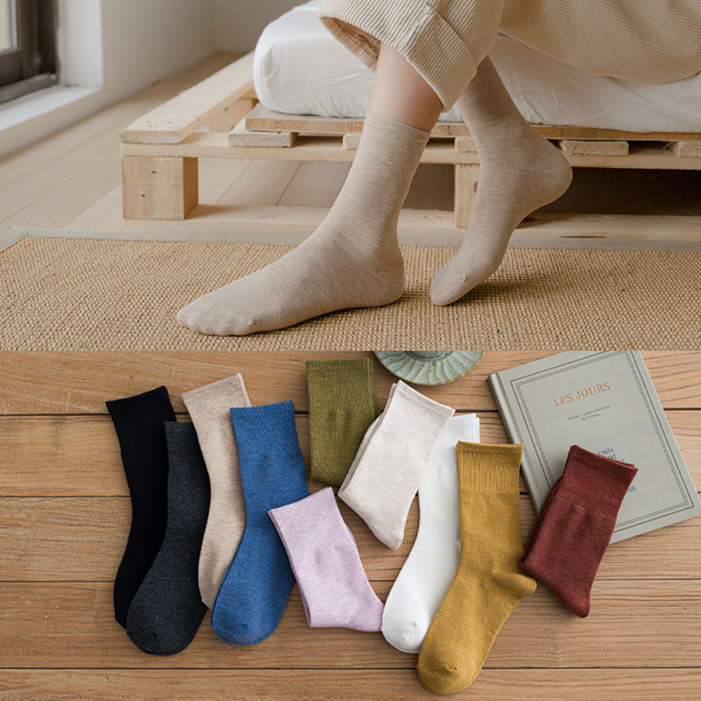 Vớ Cotton Cổ Thuyền Màu Trơn Đơn Giản Cho Nữ