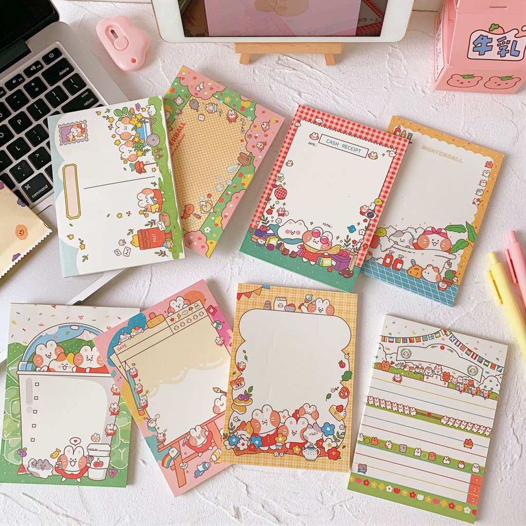 Giấy Note Pad, Memo Pad Ghi Chú Size Lớn 50 - Thỏ Cam và Bạn bè