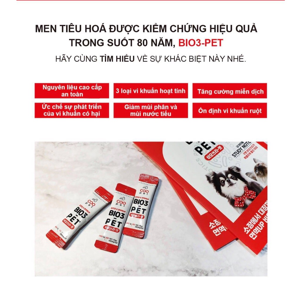 Men VI SINH hỗ trợ tiêu hóa cho thú cưng, chó mèo BIO 3 - CHÍNH HÃNG HÀN QUỐC